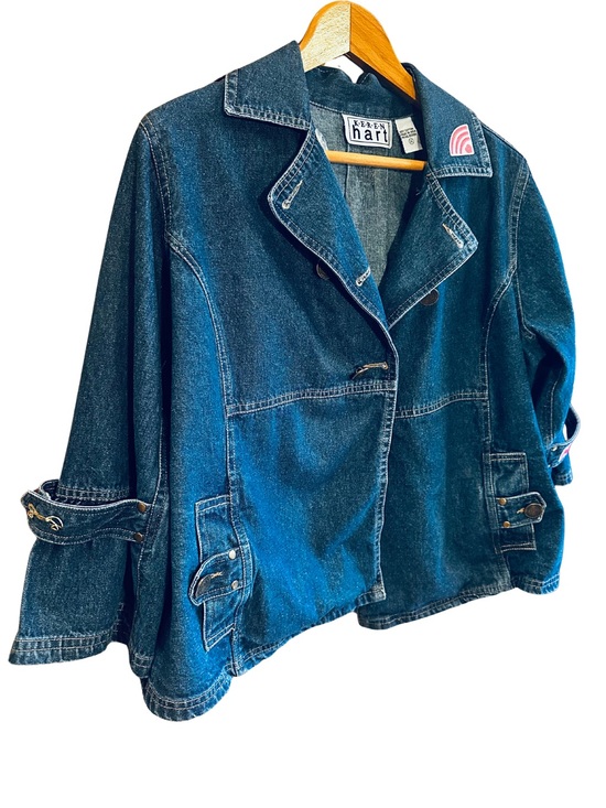 KEREN hart Jackets & Blazers - Keren Hart XL Denim Jacket Act My Age Back & Body Hurts Patches